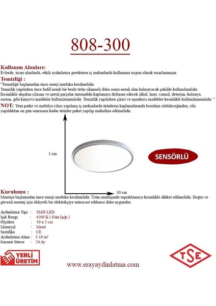 808-300 Sensörlü Led Avize