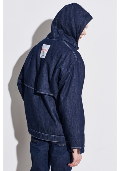 Regular Fit Normal Kesim %100 Pamuk Kapüşonlu Sherpa Jean Kot Ceket
