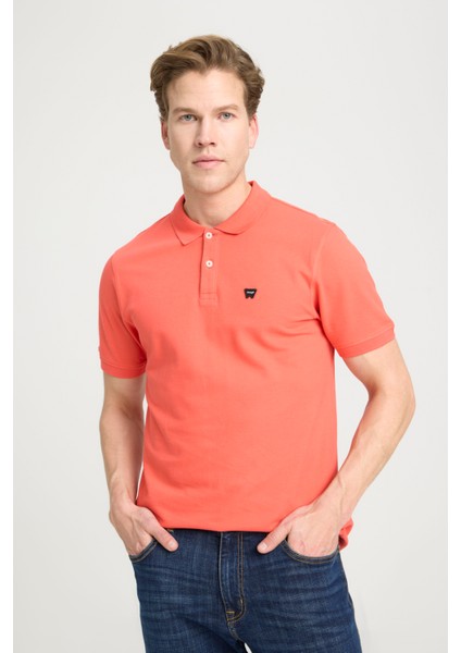 Regular Fit Normal Kesim Polo Yaka %100 Pamuk Mercan Rengi Tişört