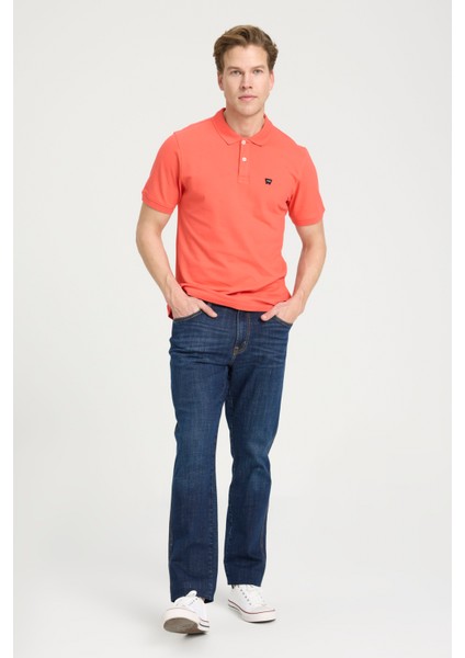 Regular Fit Normal Kesim Polo Yaka %100 Pamuk Mercan Rengi Tişört