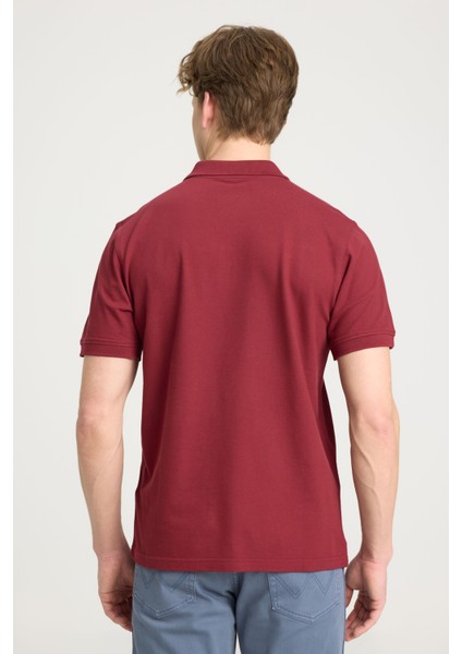 Regular Fit Normal Kesim Polo Yaka %100 Pamuk Bordo Tişört