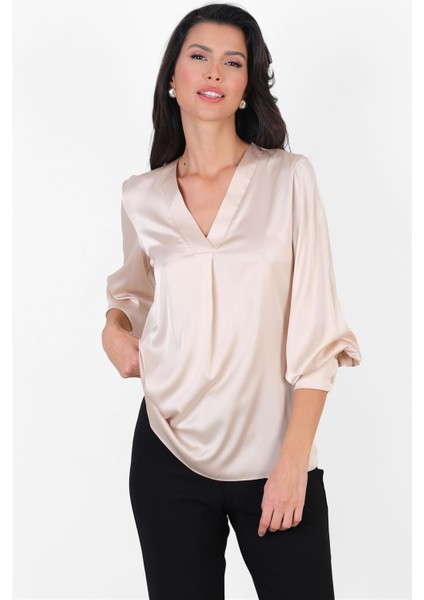 Marsh V Yaka Saten Bluz Bej
