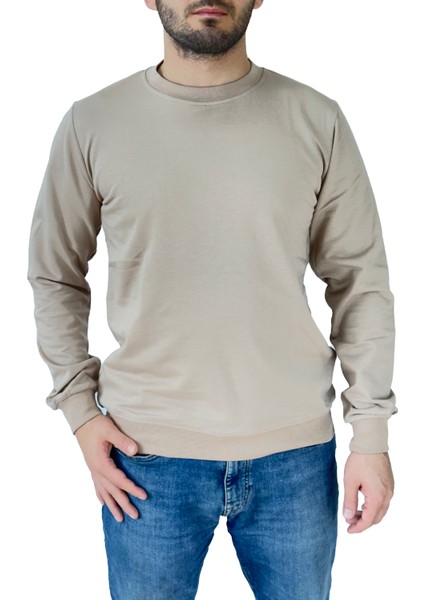 Standart Fit Normal Kesim 2 Iplik Pamuklu Bisiklet Yaka Sweatshirt