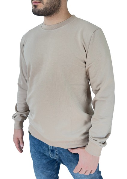 Standart Fit Normal Kesim 2 Iplik Pamuklu Bisiklet Yaka Sweatshirt