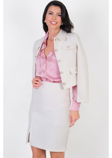 Orenzio Önü Yırtmaçlı Kalem Etek Krem fiyatları