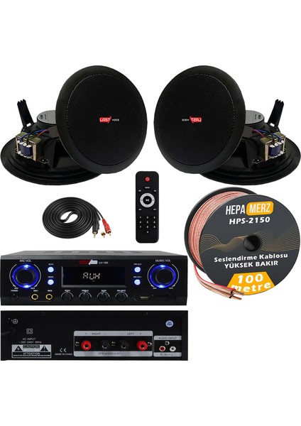 Black Stately Pack-2 Tavan Hoparlörü ve Anfi Ses Sistemi Seti