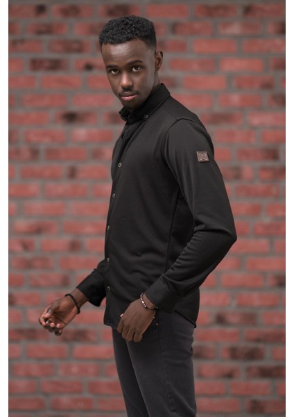 Ince Fitilli Full Likralı Yaka Düğmeli Mevsimlik Slimfit Gömlek modelleri