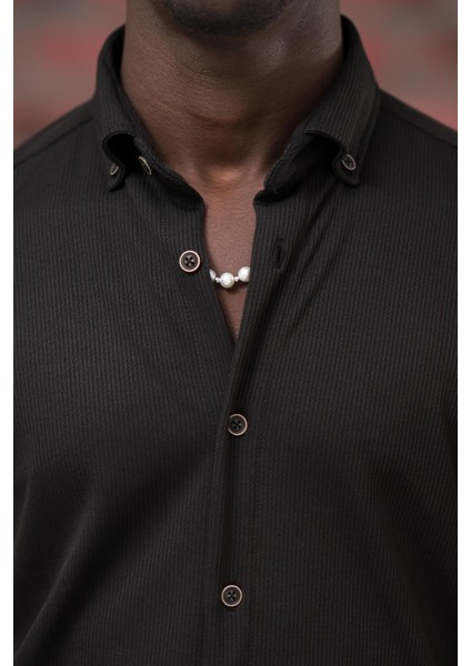 Ince Fitilli Full Likralı Yaka Düğmeli Mevsimlik Slimfit Gömlek indirimleri