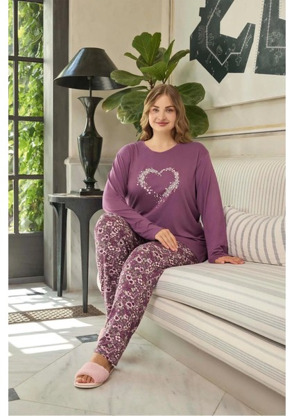 | Kadın Pijama Takımı Büyük Beden & Battal Uzun Kol