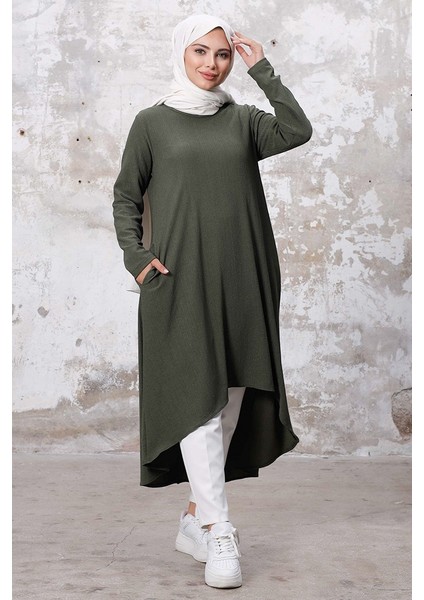 Asimetrik Kesim Tunik 1253 - Haki