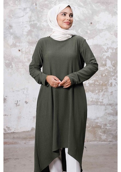 Asimetrik Kesim Tunik 1253 - Haki