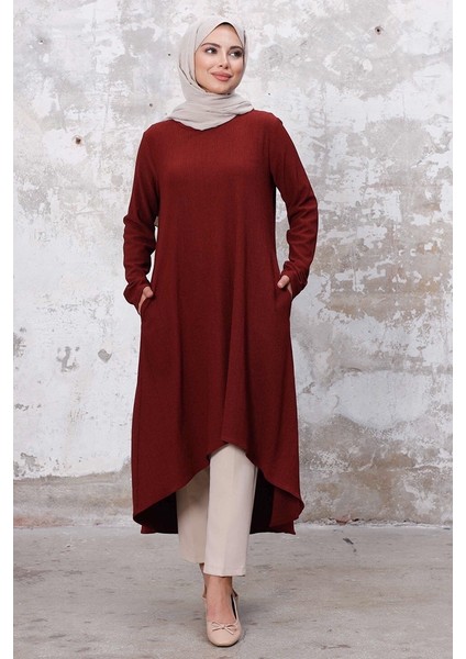 Asimetrik Kesim Tunik 1253 - Bordo