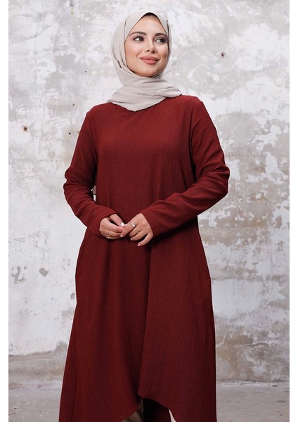 Asimetrik Kesim Tunik 1253 - Bordo