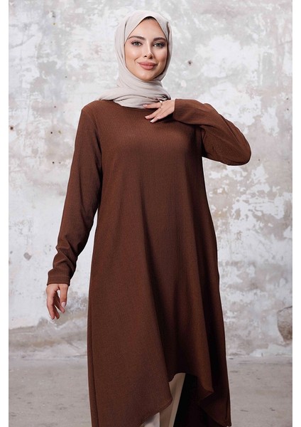 Asimetrik Kesim Tunik 1253 - Kahve