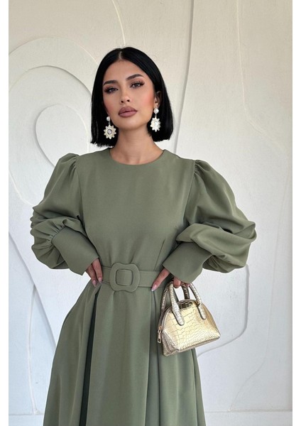 Balon Kollu Kemerli Elbise modelleri