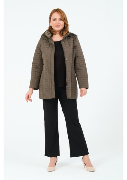 Okşan Büyük Beden Kadın Içi Tüylü Kapitone Mont fiyatları