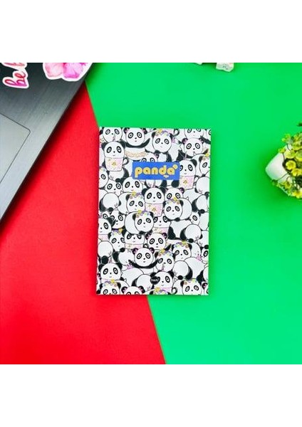 Panda Pattern Tasarım Lastikli Çizgisiz Defter