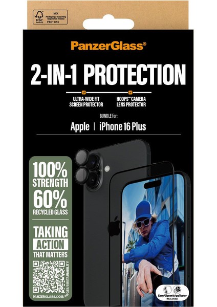 iPhone 16 Plus 2 In 1 Bundle Ekran Koruyucu & Kamera Koruyucu modelleri