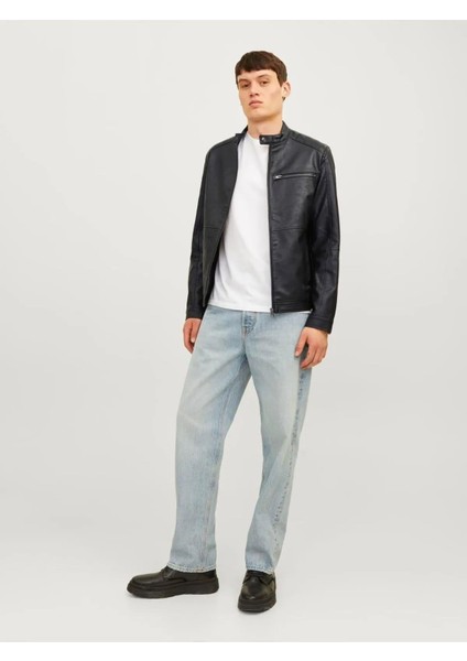 Jjedylan Clean Pu Biker Erkek Mevsimlik Mont Siyah 12261196 V3