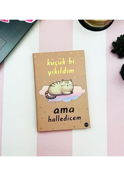 Küçük Bi Yıkıldım V2 Kedi Tasarım Lastikli Çizgisiz Defter