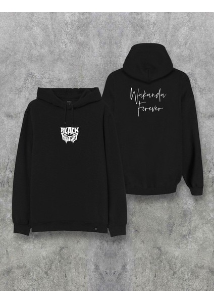 Black Panther Wakanda Ön Arka Baskılı Kapşonlu Tasarım Hoodie