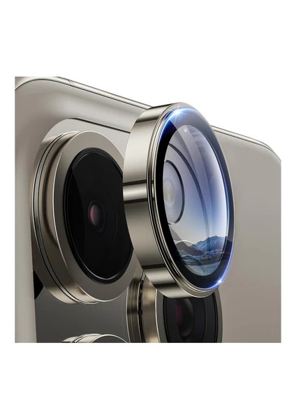iPhone 15 Pro Max ve iPhone 15 Pro Safir Kamera Lens Koruyucu Uygulama Aparatlı modelleri