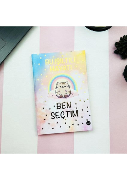 Bu Işıltılı Hayatı Ben Seçtim Tasarımlı Özel Kutulu Sekreterlik Lastikli Defter ve Kalemlik Set