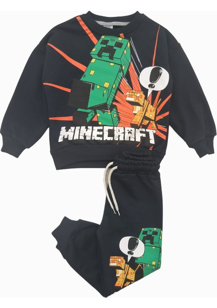 Erkek Çocuk 3 Iplik Şardonsuz Minecraft Baskılı Günlük Takım fırsatları