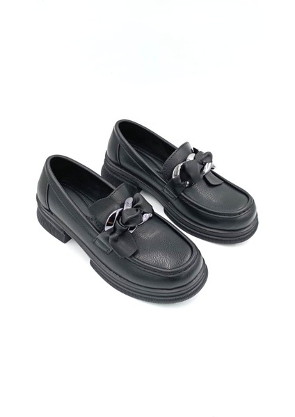 (Oc Shoes) Şaker Poli Hafif Taban Günlük Kadın Loafer Ayakkabı Siyah modelleri