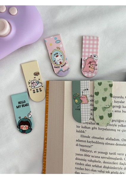 Kawaii Dino Magnetic Bookmark / Kitap Ayracı 6lı Set