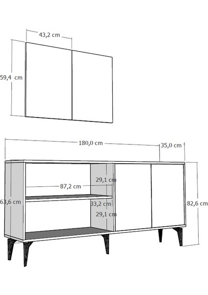 Sinta 180 cm Konsol (KX180) Antrasit-Beyaz