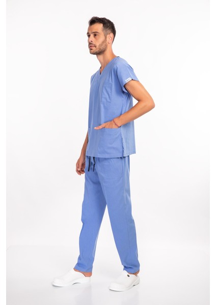 Scrubs - Cerrahi Üniforma - Doktor Hemşire Nöbet Hastane Takımı - Dokuz Eylül Mavisi