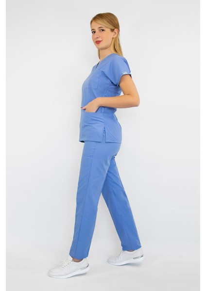 Scrubs - Cerrahi Üniforma - Doktor Hemşire Nöbet Hastane Takımı - Dokuz Eylül Mavisi indirimleri