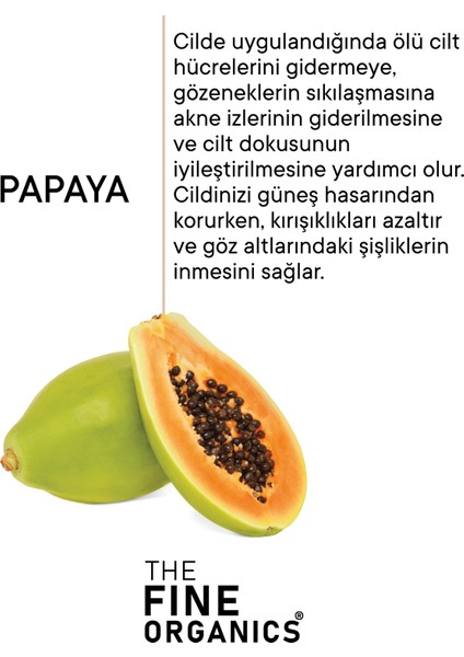 The Fine Organics Papaya Özlü Kırışık ve Torbalanma Karşıtı Göz Çevresi Bakım Kremi, 20ml