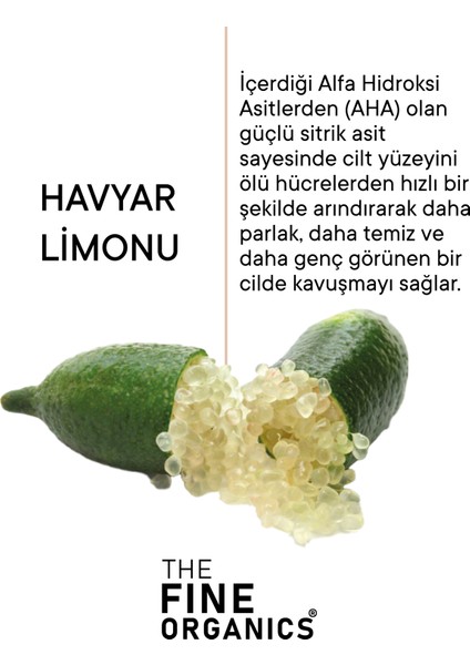 The Fine Organics Avustralya Havyar Limonu Özlü, Ölü Derilerden Arındırıcı Yüz ve Vücut Peelingi 100 ml