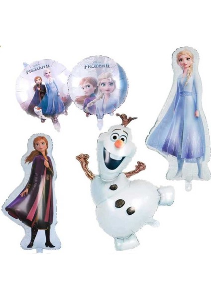 Parti Aşkı Frozen Elsa 5'Li Folyo Balon Seti & Karlar Ülkesi Elsa Anna Olaf Konsept Parti Balonu