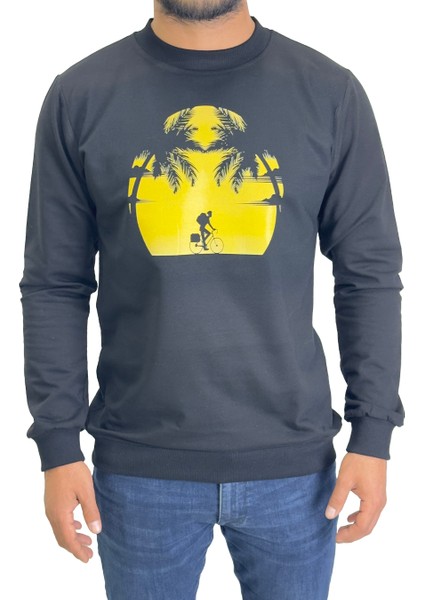 Standart Fit Normal Kesim 2 Iplik Pamuklu Bisiklet Yaka Sweatshirt
