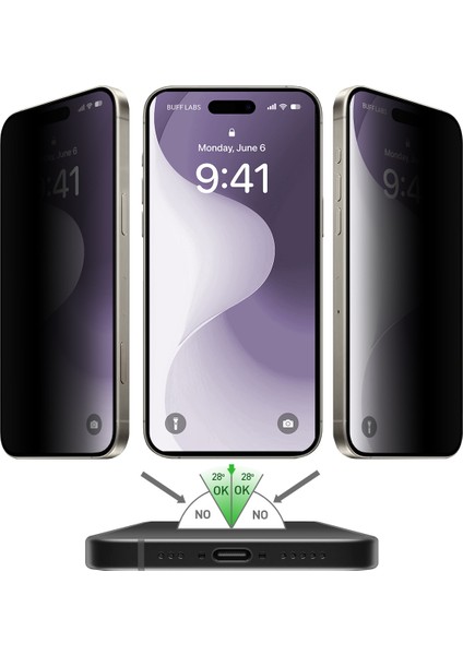 Buff iPhone 16 Plus 5d Privacy Easyfit Hayalet Ekran Koruyucu - Şeffaf fiyatları