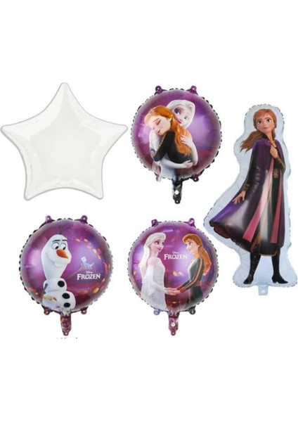 Frozen Elsa 5'Li Folyo Balon Seti & Karlar Ülkesi Elsa Anna Olaf Konsept Parti Balonu