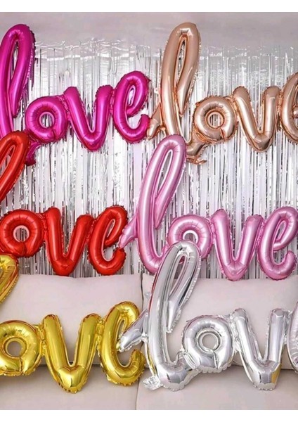 Love El Yazılı Folyo Balon 65*108 Cm & Sevgililer Günü & Evlilik Teklifi & Parti Balonu