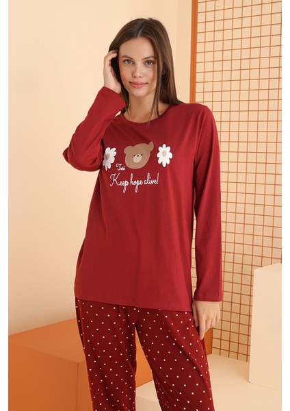 Bordo Keep Hope Alive Pijama Takımı