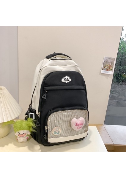 Büyük Kapasiteli Şeffaf Hafif Okul Çantası Kız Öğrenci Basit Sırt Çantası (Yurt Dışından)