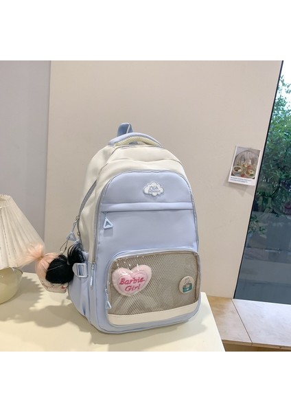 Büyük Kapasiteli Şeffaf Hafif Okul Çantası Kız Öğrenci Basit Sırt Çantası (Yurt Dışından)