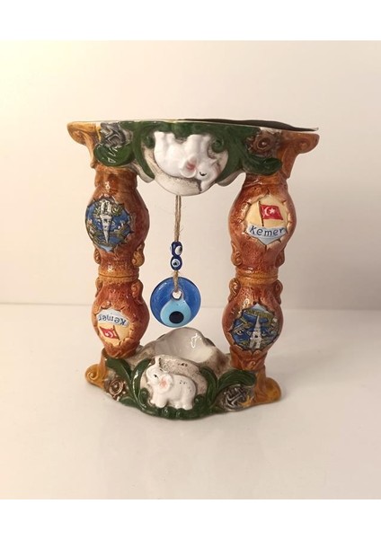 Biblo Nazar Boncuklu Kötü Göz Kovucu Fil Bayrak Masa Seramik Obje Biblo Dekor Seramik