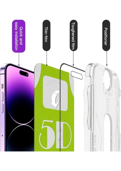 iPhone 16 Pro Uyumlu Hizalama Aparatlı Kolay Kurulum Şeffaf Ekran Koruyucu