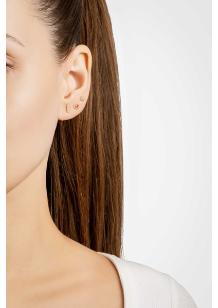 Kalp Düşü 18 Ayar Sarı Altın Kaplama Gümüş Çoklu Küpe fiyatları