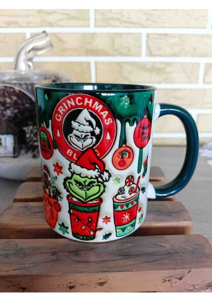 Grinch Yılbaşı Partisi Md7 3D Baskı Porselen Kupa
