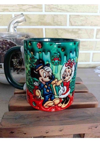 Micky ve Arkadaşları Yılbaşı Partisi Md4 3D Baskı Porselen Kupa