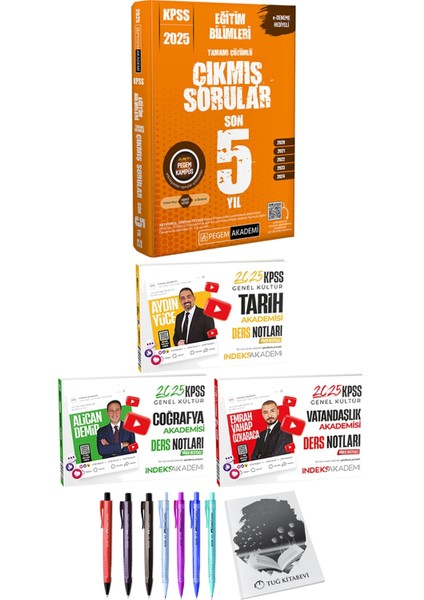 2025 KPSS Eğitim Bilimler Tamamı Çözümlü Çıkmış Sorular Son 5 Yıl - 2025 KPSS Tarih Coğrafya Vatandaşlık Akademisi Video Ders Notları + Armağan