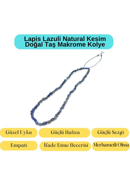 Yıldız Doğal Taş Sertifikalı Lapis Natural Kesim Makrome Doğal Taş Kolye Ayarlanabilir Ölçü